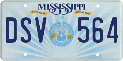 MS license plate DSV564