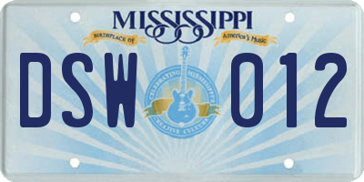 MS license plate DSW012