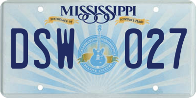 MS license plate DSW027