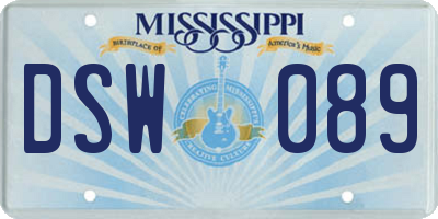 MS license plate DSW089