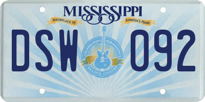 MS license plate DSW092