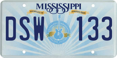 MS license plate DSW133