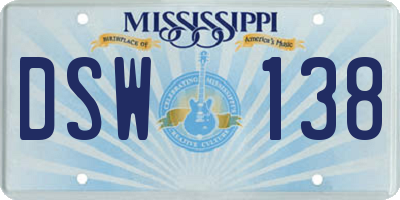MS license plate DSW138