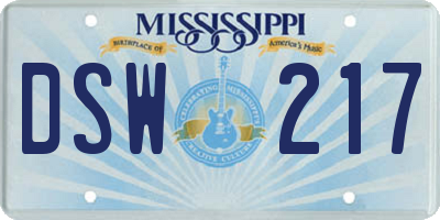 MS license plate DSW217
