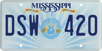 MS license plate DSW420