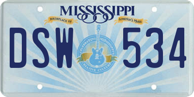 MS license plate DSW534