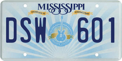 MS license plate DSW601