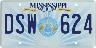 MS license plate DSW624