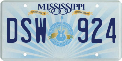 MS license plate DSW924