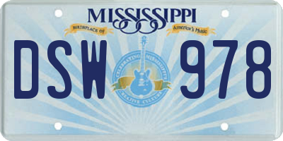 MS license plate DSW978