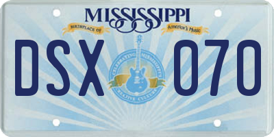 MS license plate DSX070