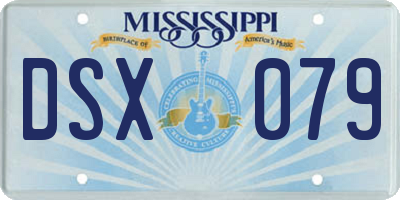 MS license plate DSX079