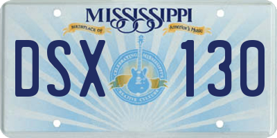 MS license plate DSX130