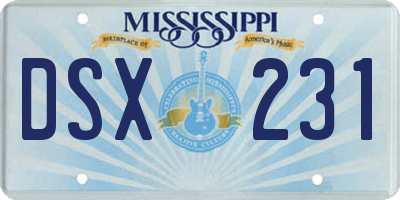 MS license plate DSX231
