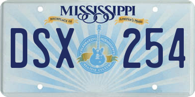 MS license plate DSX254