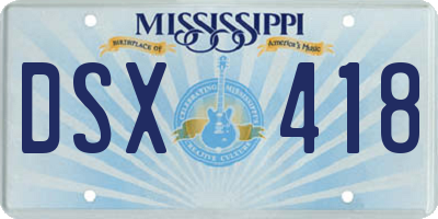 MS license plate DSX418