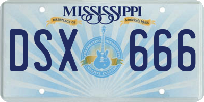 MS license plate DSX666