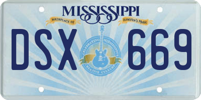 MS license plate DSX669