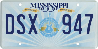 MS license plate DSX947