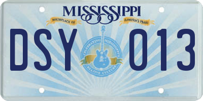 MS license plate DSY013