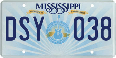 MS license plate DSY038