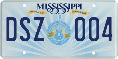 MS license plate DSZ004