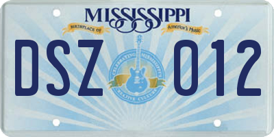 MS license plate DSZ012