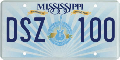 MS license plate DSZ100