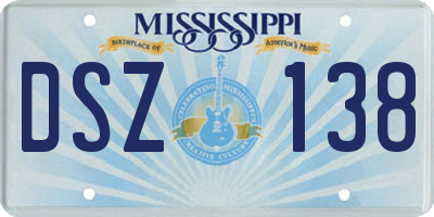 MS license plate DSZ138