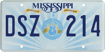 MS license plate DSZ214