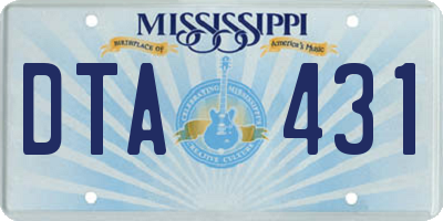 MS license plate DTA431