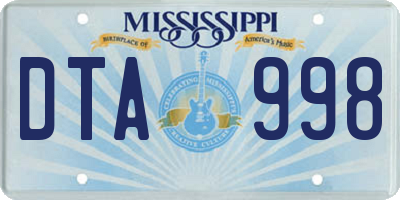 MS license plate DTA998