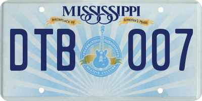 MS license plate DTB007