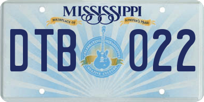 MS license plate DTB022