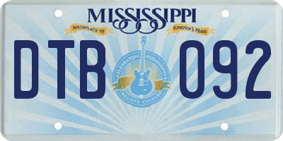 MS license plate DTB092