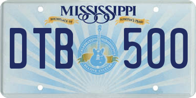 MS license plate DTB500