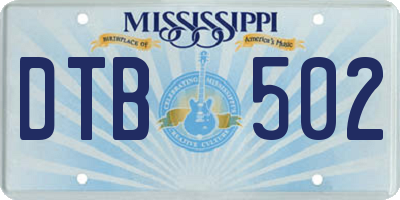 MS license plate DTB502