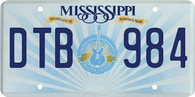 MS license plate DTB984