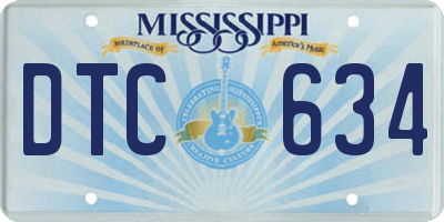 MS license plate DTC634