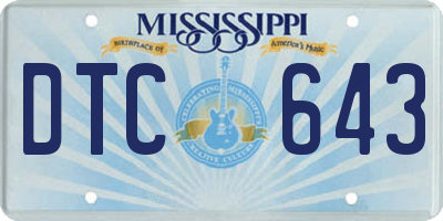 MS license plate DTC643