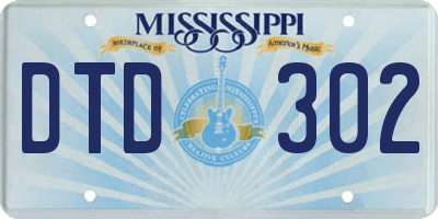 MS license plate DTD302
