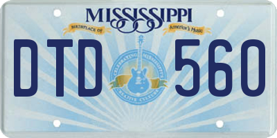 MS license plate DTD560
