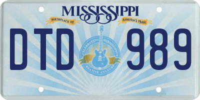 MS license plate DTD989