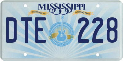 MS license plate DTE228