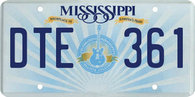 MS license plate DTE361