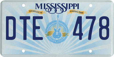 MS license plate DTE478