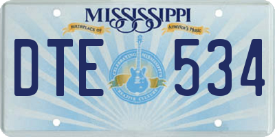 MS license plate DTE534
