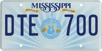 MS license plate DTE700