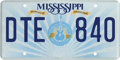 MS license plate DTE840