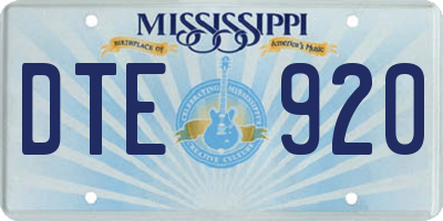 MS license plate DTE920
